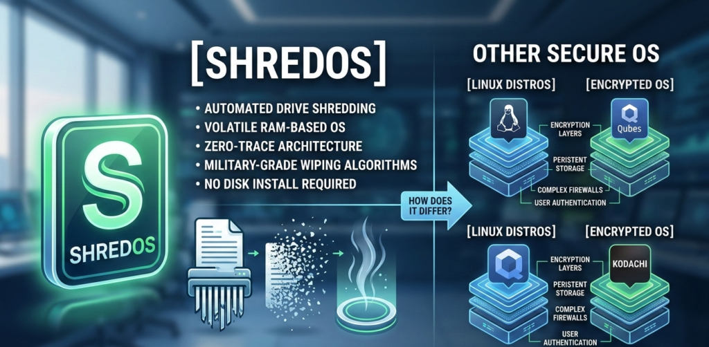 How does ShredOS differ from other secure operating systems